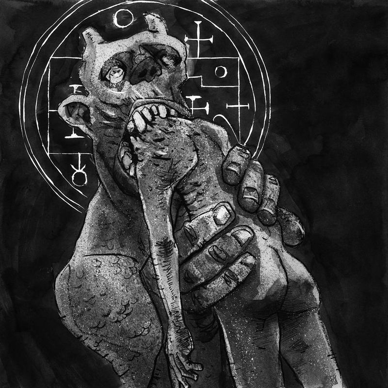Creature emerging from an occult sigil circle